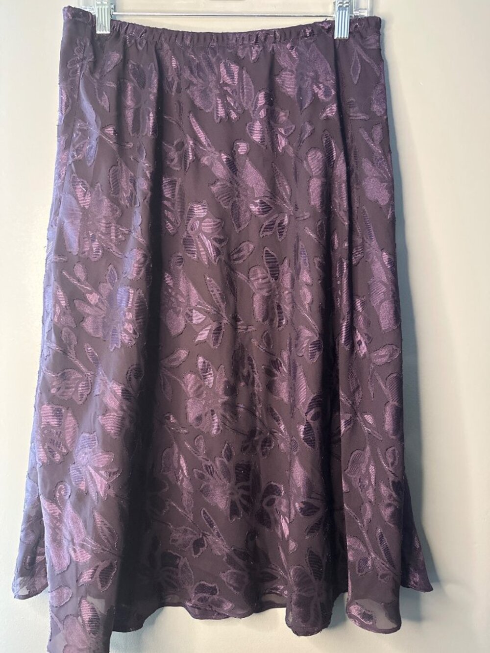 Size 12 purple floral print skirt whimsigoth festival carnival lightweight flowy